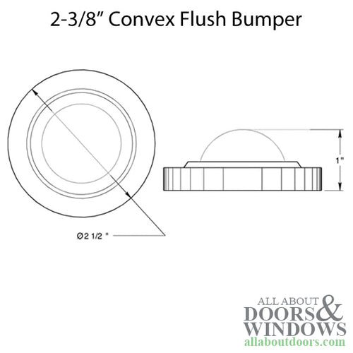 2-3/8'' Convex Flush Bumper  - Choose Finish - 2-3/8'' Convex Flush Bumper  - Choose Finish