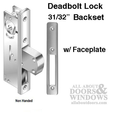 Deadbolt Lock, 31/32 Inch Backset w/ Radius  Faceplate - 2 colors