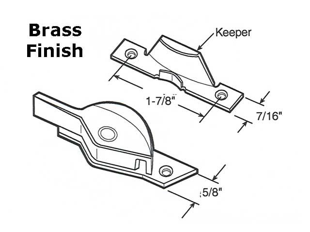 Sash / Cam Lock - Wood Sash Hardware, Diecast / Stamped Steel - Polished Brass - Sash / Cam Lock - Wood Sash Hardware, Diecast / Stamped Steel - Polished Brass