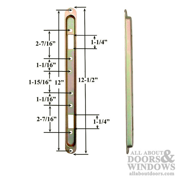 Sliding Door Keeper, Shallow Pocket Trim Plate - Yellow Dichromate - Sliding Door Keeper, Shallow Pocket Trim Plate - Yellow Dichromate