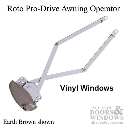 Discontinued - Roto Awning Operator,  Pro-Drive Series for Vinyl WIndows - Earth Brown