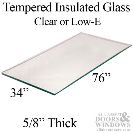 Tempered Patio Glass, 34 x 76 x 5/8 inch, Clear Insulated