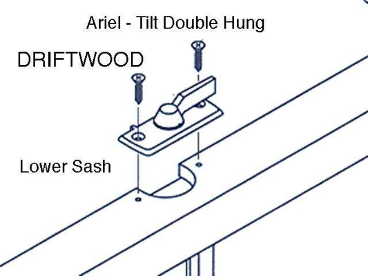 Sash Lock, Peachtree  Ariel DH Wood Lower Sash - Driftwood