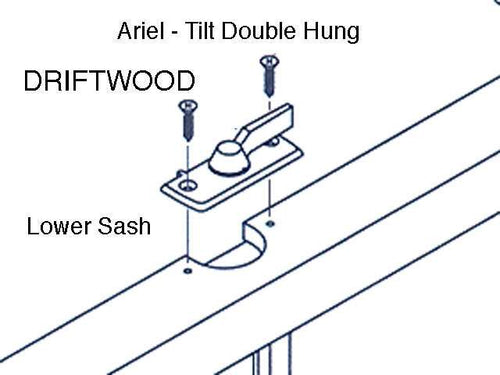 Sash Lock, Peachtree  Ariel DH Wood Lower Sash - Driftwood - Sash Lock, Peachtree  Ariel DH Wood Lower Sash - Driftwood