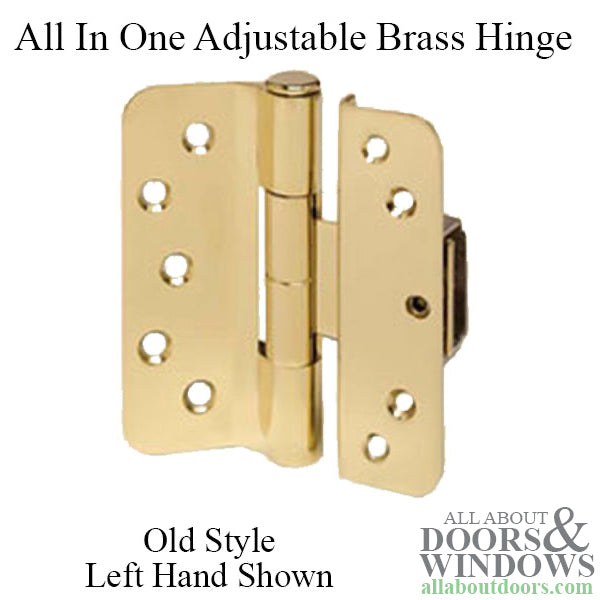 Old Style V200, Left Hand All In One Adjustable Hinge 3D - Polished Brass - Old Style V200, Left Hand All In One Adjustable Hinge 3D - Polished Brass