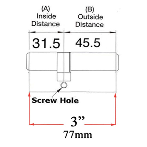 31.5/45.5, CES, 360° Dbl Cylinder, Euro, Satin Chrome - 31.5/45.5, CES, 360° Dbl Cylinder, Euro, Satin Chrome