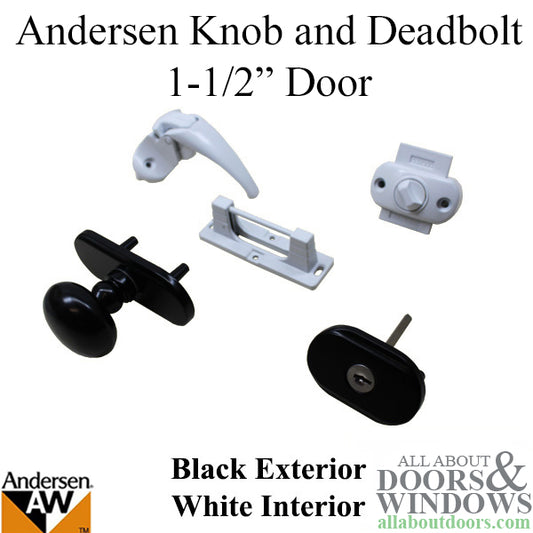 Andersen Storm Door Handle Set With Deadbolt Kit For 1.5 Inch Storm Door  Black and White Handleset