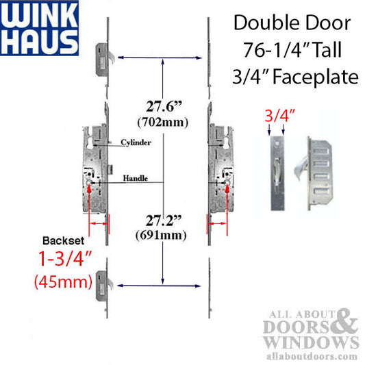 20mm Winkhaus OML Double Door 45/92 Hook version, 76-1/4" Door