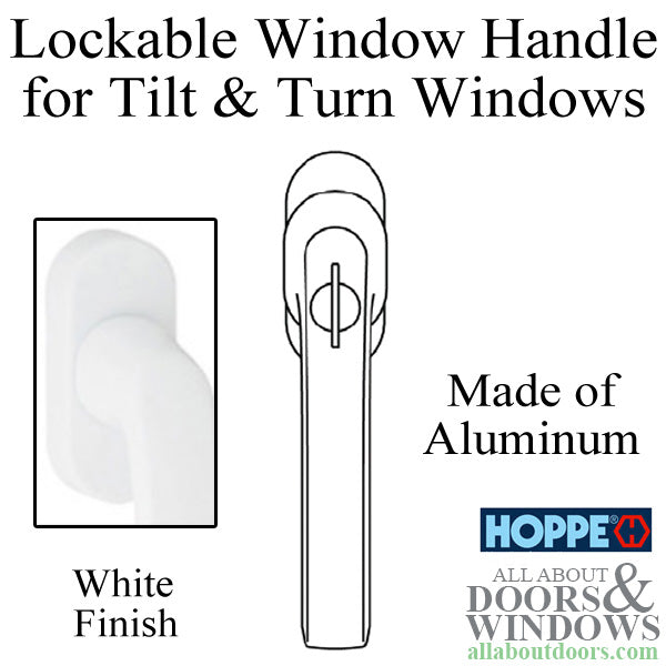 HOPPE Luxembourg Lockable Handle for Tilt and Turn Windows White - HOPPE Luxembourg Lockable Handle for Tilt and Turn Windows White