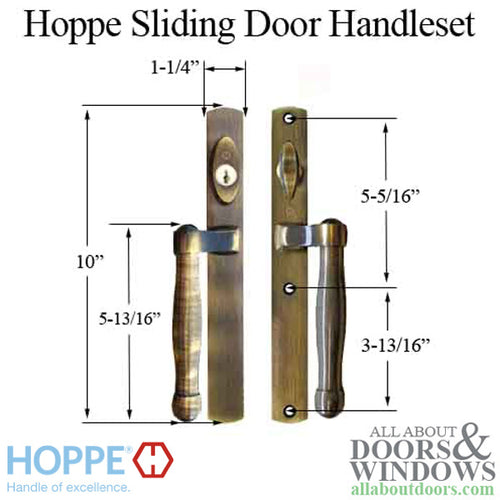 HOPPE HLS 9000 Sliding Door Handle Set Active Keyed Antique Brass - HOPPE HLS 9000 Sliding Door Handle Set Active Keyed Antique Brass