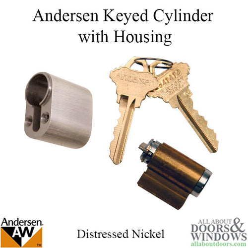 Andersen Hinged Patio Door Keyed Cylinder with Housing - Distressed Nickel - Andersen Hinged Patio Door Keyed Cylinder with Housing - Distressed Nickel