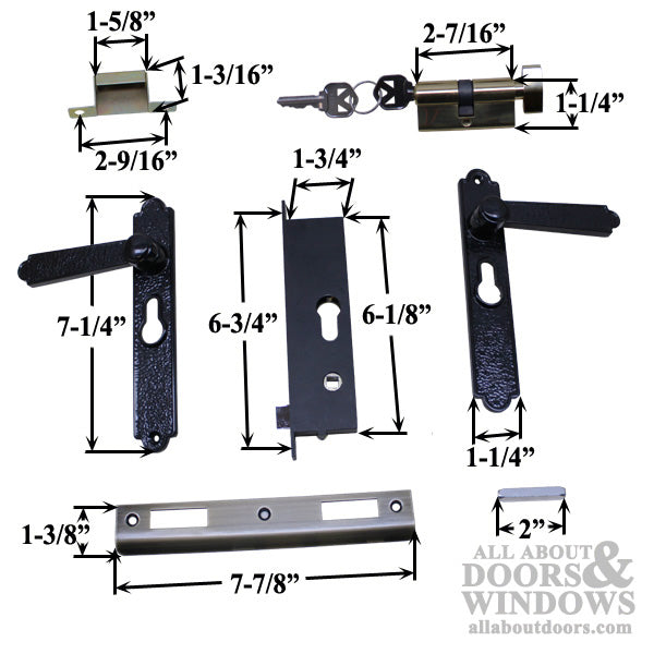 Academy Security Door Mortise Lock - Complete w/ key Cylinder - Black - Academy Security Door Mortise Lock - Complete w/ key Cylinder - Black