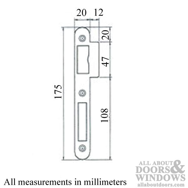 Strike Plate, Latch & Deadbolt,  45mm 1-3/4