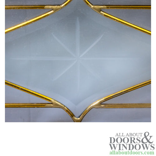 Scrolled Top/ Bottom, Leaded Glass, Brass Caming - L & R Pair - Scrolled Top/ Bottom, Leaded Glass, Brass Caming - L & R Pair