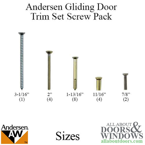 Trim Set Screw pack, Gliding Door - Antique Brass - Trim Set Screw pack, Gliding Door - Antique Brass