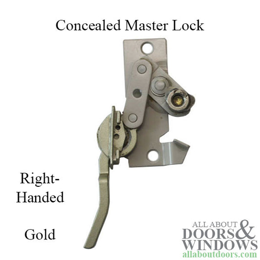 Concealed Master Lock with Escutcheon Plate, Right Hand - Gold