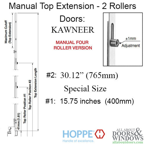 Middle Extension, 808mm, 2 Rollers at 400mm and 765mm - Middle Extension, 808mm, 2 Rollers at 400mm and 765mm