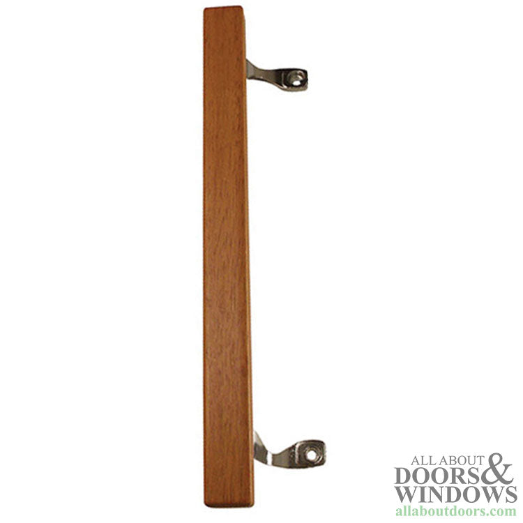 Sliding Patio Door Handle, Wood, Metal Brackets, 9-5/8 Inch Screw Hole Center - Sliding Patio Door Handle, Wood, Metal Brackets, 9-5/8 Inch Screw Hole Center