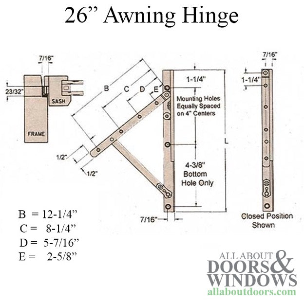 Truth 13.17 Awning Window Hinge and Track, Pairs 26