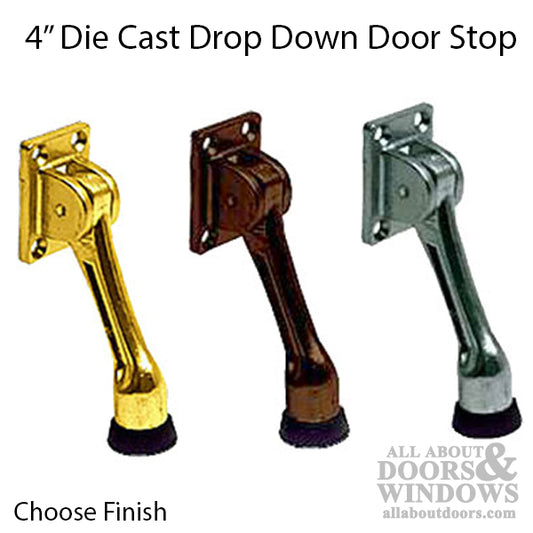 4", 4 hole Drop Down Door Holder, Diecast - Choose Finish