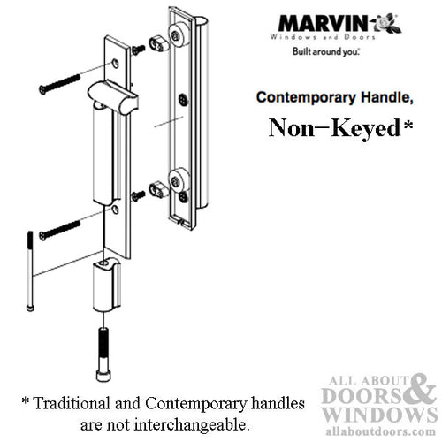 Marvin Contemporary Non-Keyed Handle, Ultimate Sliding French Door - Dark Bronze - Marvin Contemporary Non-Keyed Handle, Ultimate Sliding French Door - Dark Bronze