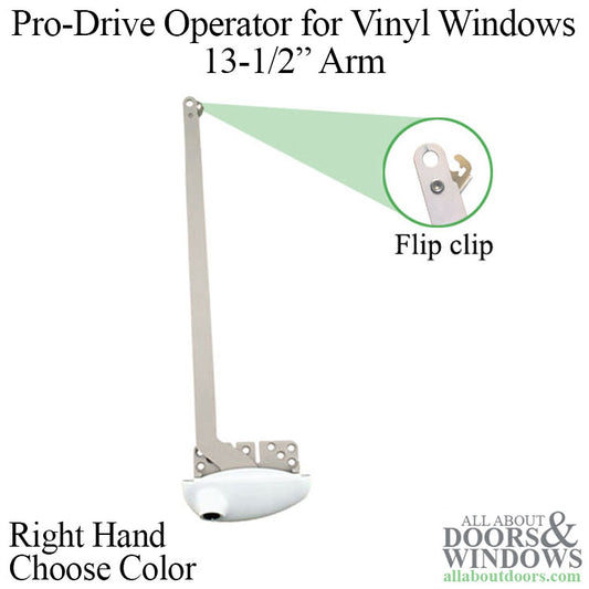 Roto 13-1/2" Single Arm Pro Drive, Left Hand Vinyl Window Application - Choose Color