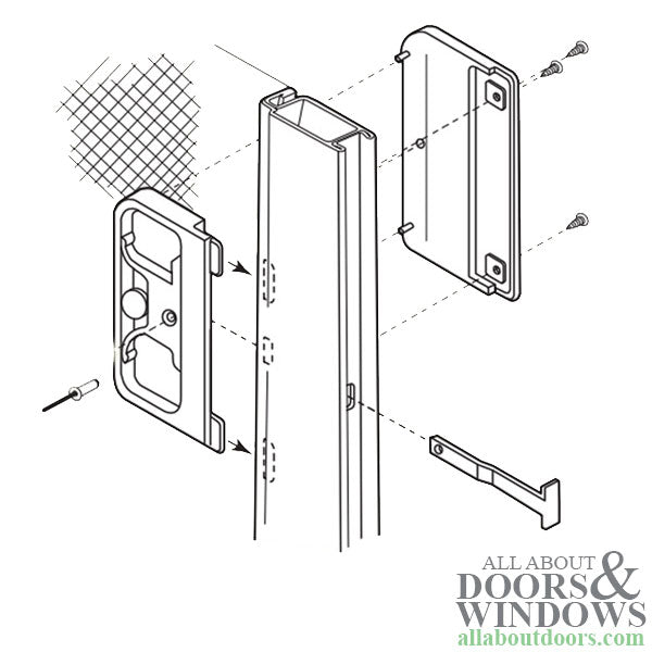 Non-Handed Plastic Latch & Pull Handle Set with Steel Latch for Sliding Screen Door - Black - Non-Handed Plastic Latch & Pull Handle Set with Steel Latch for Sliding Screen Door - Black