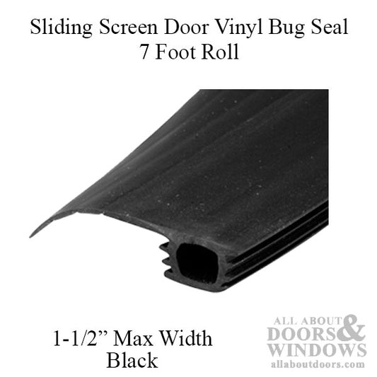 7 Foot Roll of Vinyl Bug Seal for Sliding Screen Door - Black