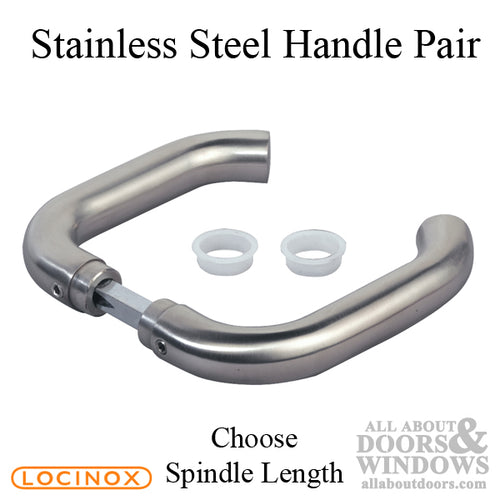 Stainless Steel Handle Pair for Locks - 90mm or 120mm Spindle Length - Stainless Steel Handle Pair for Locks - 90mm or 120mm Spindle Length