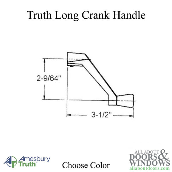 Amesbury Truth Long Length Crank Handle For Casement and Awning Windows 11/32 Inch Spline - Amesbury Truth Long Length Crank Handle For Casement and Awning Windows 11/32 Inch Spline