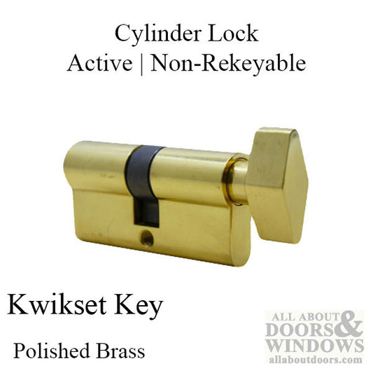 Keyed Profile Cylinder, Active 32/32 with Kwikset Key - Polished Brass