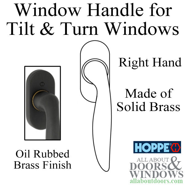 Toronto Handle for Tilt & Turn Windows - Solid Brass - Oil Rubbed Brass, Right Hand - Toronto Handle for Tilt & Turn Windows - Solid Brass - Oil Rubbed Brass, Right Hand