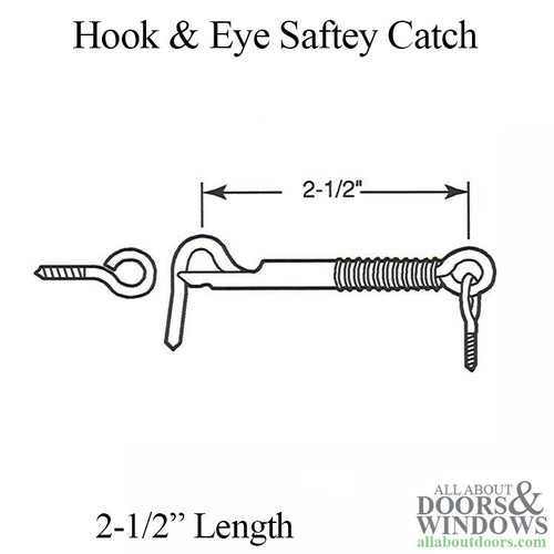 Hook & Eye Screen Door Safety 2-1/2 In - Hook & Eye Screen Door Safety 2-1/2 In