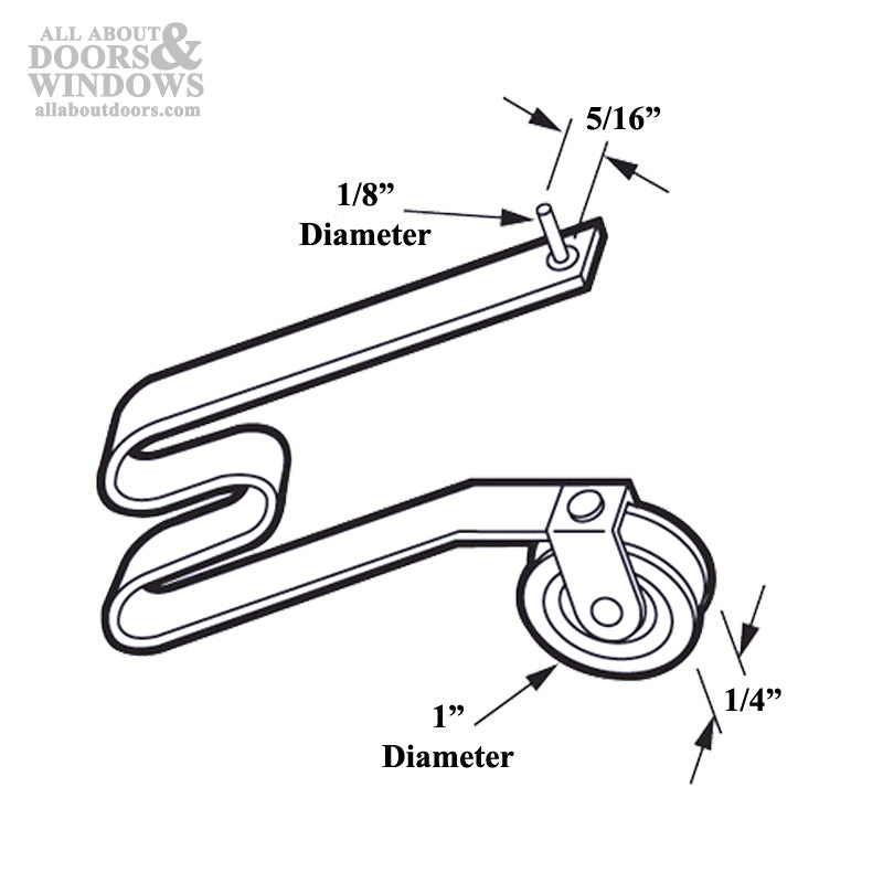 M Spring Tension Roller Assembly with Pin & 1 Inch Nylon Wheel for Sliding Screen Door - M Spring Tension Roller Assembly with Pin & 1 Inch Nylon Wheel for Sliding Screen Door