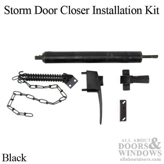 Storm Door Closer Installation Kit, Basic Pull Handle - Black