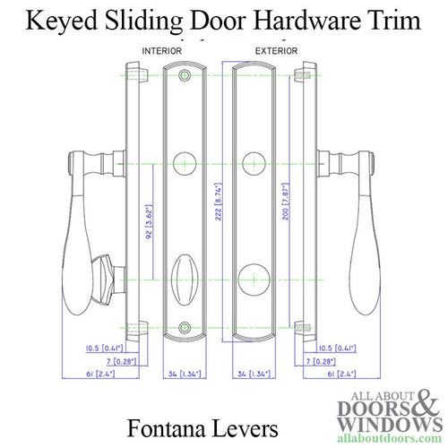 Fontana Style Keyed Entry Sliding Door Handle Set Right Hand - Fontana Style Keyed Entry Sliding Door Handle Set Right Hand