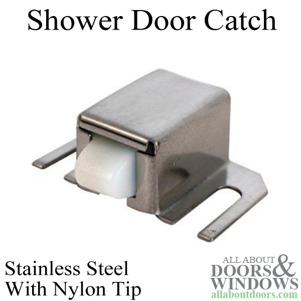Shower Door Catch Stainless Steel Housing with Nylon Tip - Shower Door Catch Stainless Steel Housing with Nylon Tip