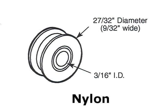 Roller Only,  27/32  Nylon, 3/16 inch i.d., 9/32 inch wide - Roller Only,  27/32  Nylon, 3/16 inch i.d., 9/32 inch wide