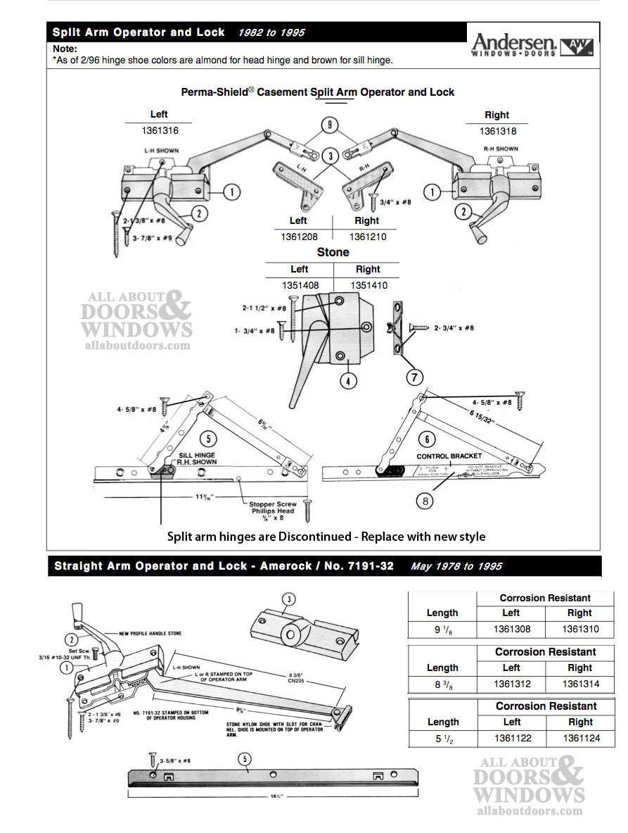 Andersen Casement Window Sash Lock, Perma-Shield 1979-95, LH - Stone - Andersen Casement Window Sash Lock, Perma-Shield 1979-95, LH - Stone