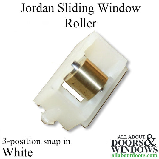 Jordan Sliding Window Roller, Plastic Housing Brass Wheel