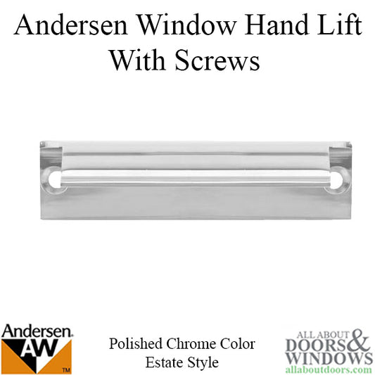 Andersen Tilt-Wash (DC) and Tilt-Wash (TW) Windows - Estate Hand Lifts w/ Screws - Polished Chrome