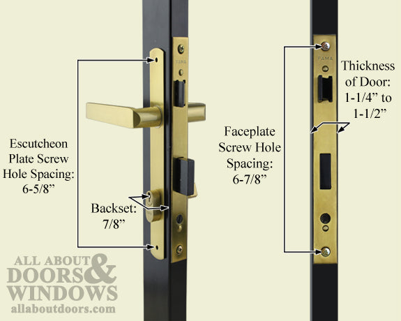 FAMA Replacement Mortise Lock for Pado Security Storm Doors 1.25 Inch Thick .875 Inch Backset - FAMA Replacement Mortise Lock for Pado Security Storm Doors 1.25 Inch Thick .875 Inch Backset