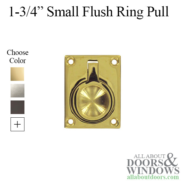 1-3/4'' Small Flush Ring Pull, Solid Brass - Choose Finish - 1-3/4'' Small Flush Ring Pull, Solid Brass - Choose Finish