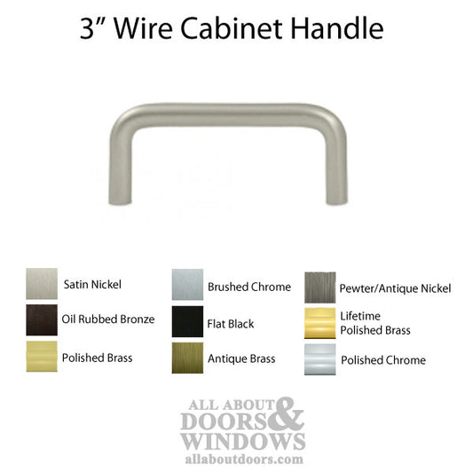 3" Wire Pull, Solid Brass - Choose Finish