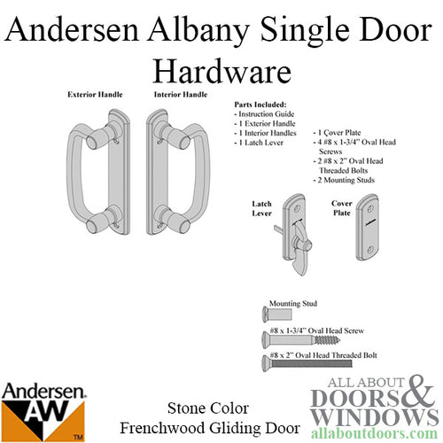 Andersen Frenchwood Gliding Door Trim Hardware, Albany, 2 Panel Interior and Exterior  - Stone - Andersen Frenchwood Gliding Door Trim Hardware, Albany, 2 Panel Interior and Exterior  - Stone