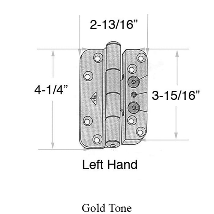 Discontinued - Andersen 1992-2005 Frenchwood door Hinge, Left Hand - Goldtone - Discontinued - Andersen 1992-2005 Frenchwood door Hinge, Left Hand - Goldtone