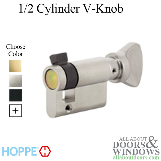 40/10 Euro profile half cylinder with 90° turn and V-knob - Choose Color