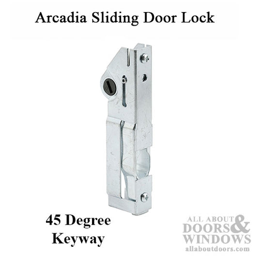 Mortise Lock - Sliding Patio Door, 45 Degree Keyway, Steel