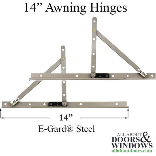 Truth 13.14 Awning Window Hinge and Track, Pairs 14" - E-Gard® Steel