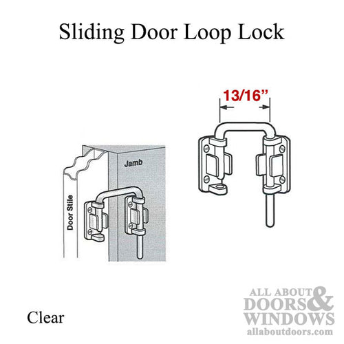 13/16 Inch Sliding Door Loop Lock - Nickel Plated - 13/16 Inch Sliding Door Loop Lock - Nickel Plated